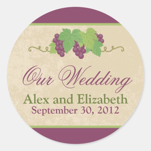 Autocollant de mariage Vineyard (Texture parchemin (Devant)