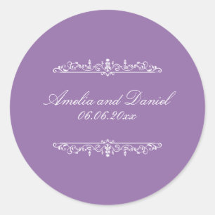 Autocollant de mariage violet de style Régence