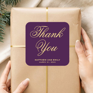 Autocollant de mariage violet et or