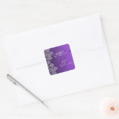 Autocollant de mariage violet royal damassé (Enveloppe)