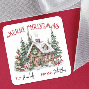 Autocollant de marque-page de Noël à l'aquarelle f