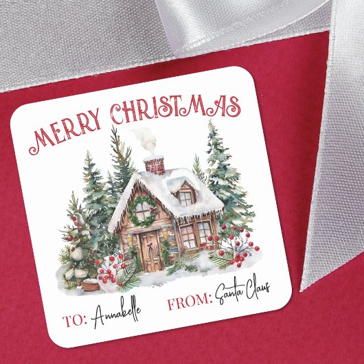 Autocollant de marque-page de Noël à l'aquarelle f