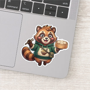 Autocollant de mascotte de raton laveur mignon au