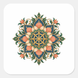 Autocollant de méditation mandala roue Dharma Lotu
