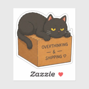 Autocollant de mème de chat qui rumine trop