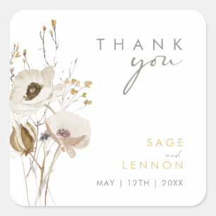 Autocollant de Merci de Fleur sauvage Whimsical