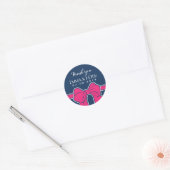 Autocollant de Merci Mariage bleu rose marine (Enveloppe)