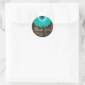 Autocollant de Merci Mariage Rustique Turquoise Ge (Sac)