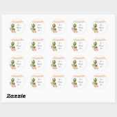 Autocollant de message floral de cactus boho ici (Feuille)
