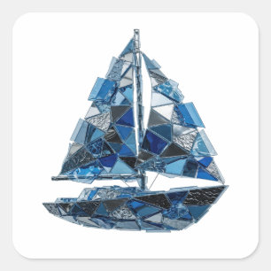 Autocollant de métier de voilier en verre bleu arg