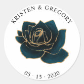 Autocollant de monogramme à l'aquarelle or et vert (Devant)