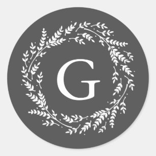 Autocollant de monogramme de couronne rustique
