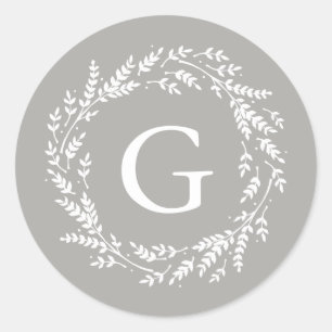 Autocollant de monogramme de couronne rustique