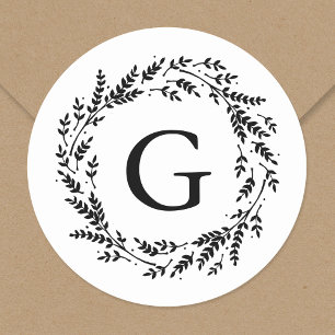 Autocollant de monogramme de couronne rustique