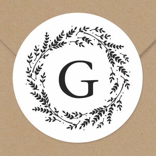 Autocollant de monogramme de couronne rustique
