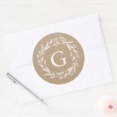 Autocollant de monogramme de couronne rustique (Enveloppe)