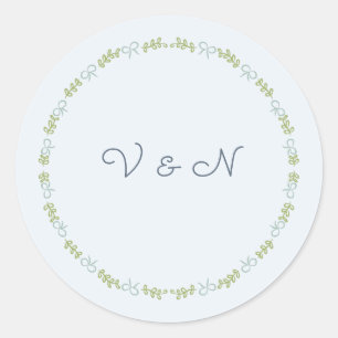 Autocollant de monogramme de mariage au ruban de j