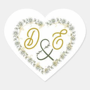 Autocollant de monogramme de mariage bohème neutre