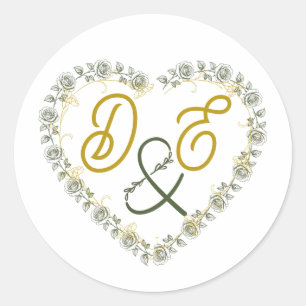 Autocollant de monogramme de mariage bohème neutre