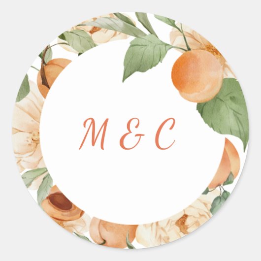 Autocollant de monogramme de mariage botanique du (Devant)