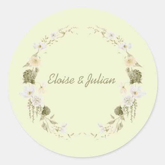 Autocollant de monogramme de mariage botanique ver (Devant)