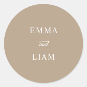 Autocollant de monogramme de mariage classique élé