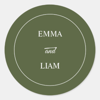 Autocollant de monogramme de mariage classique élé