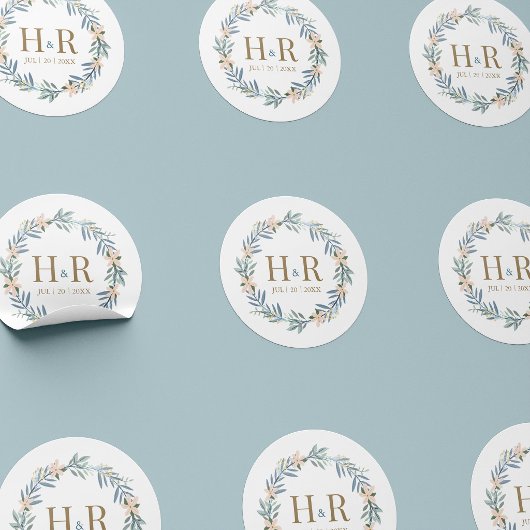 Autocollant de monogramme de mariage de couronne d