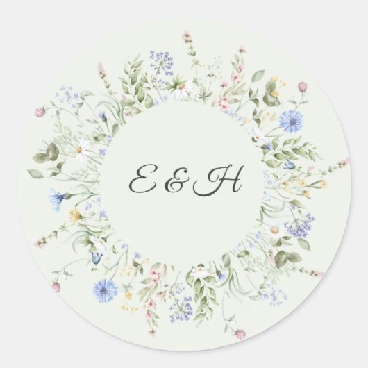 Autocollant de monogramme de mariage de jardin ang (Devant)