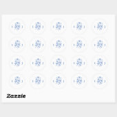 Autocollant de monogramme de mariage floral bleu e (Feuille)