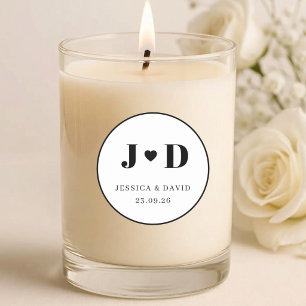 Autocollant de monogramme de mariage minimaliste p