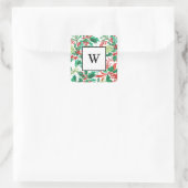 Autocollant de monogramme de Noël avec houx festif (Sac)