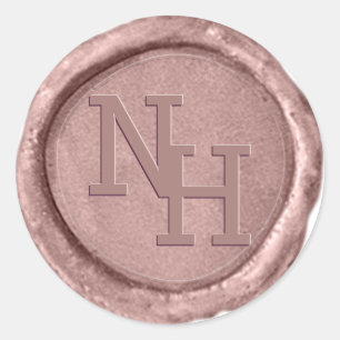 Autocollant de monogramme de sceau de cire rose