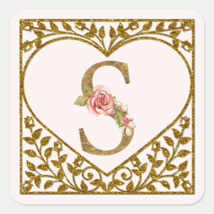 Autocollant de monogramme floral personnalisé