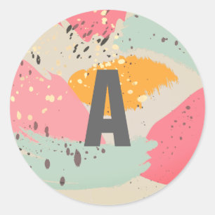 Autocollant de monogramme pour pinceau rose néon m