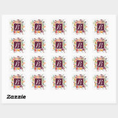 Autocollant de monogramme rose et bordeaux (Feuille)