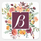 Autocollant de monogramme rose et bordeaux (Devant)