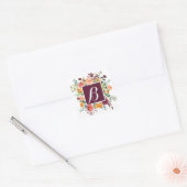 Autocollant de monogramme rose et bordeaux (Enveloppe)
