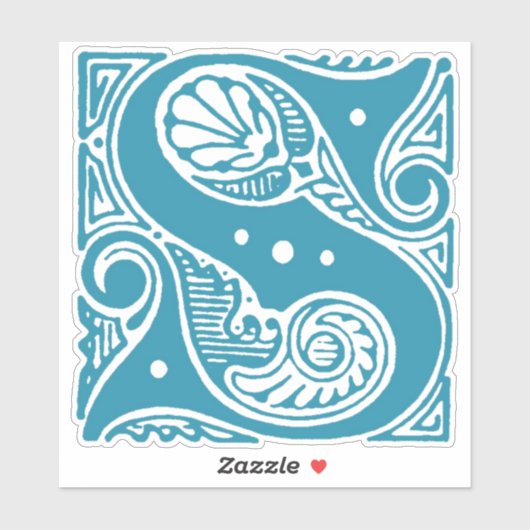 Autocollant de monogramme S initial décoratif - S  (Feuille)