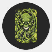 Autocollant de monstre tentacule vert effrayant (Devant)