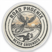 Autocollant de motard Road Phoenix Never Grounded (Devant)