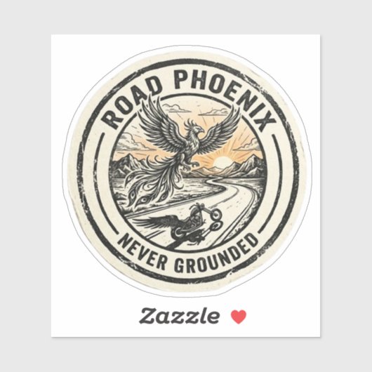 Autocollant de motard Road Phoenix Never Grounded (Feuille)