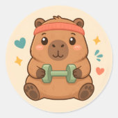 Autocollant de motivation de gym Capybara Workout (Devant)