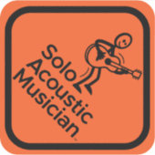 Autocollant de musicien acoustique solo 4"x4" oran (Devant)