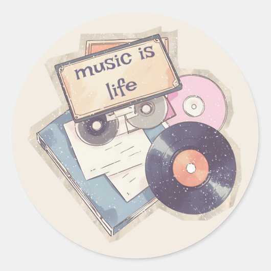 Autocollant de musique vintage à script moderne |  (Devant)