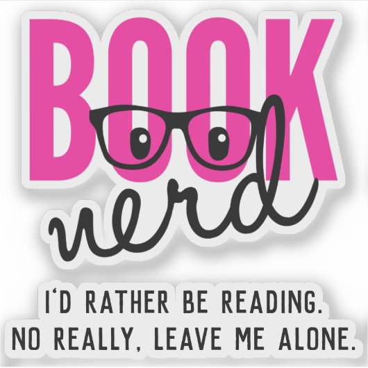 Autocollant de nerd de livre (Devant)