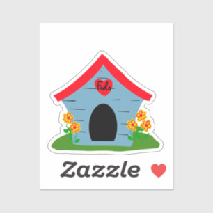 Autocollant de niche pour chien bleu rouge