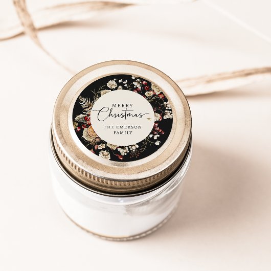 Autocollant de Noël à feuillage noir