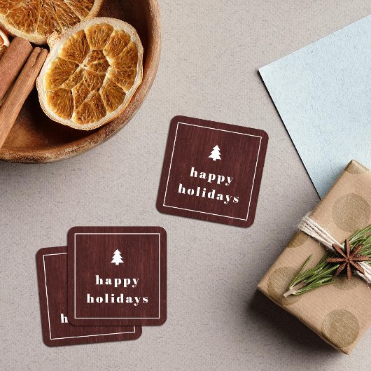 Autocollant de Noël à grain de bois d'arbre rustiq