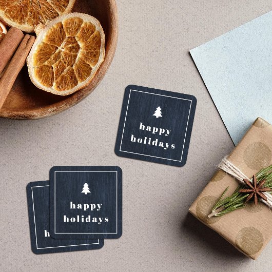 Autocollant de Noël à grain de bois rustique bleu